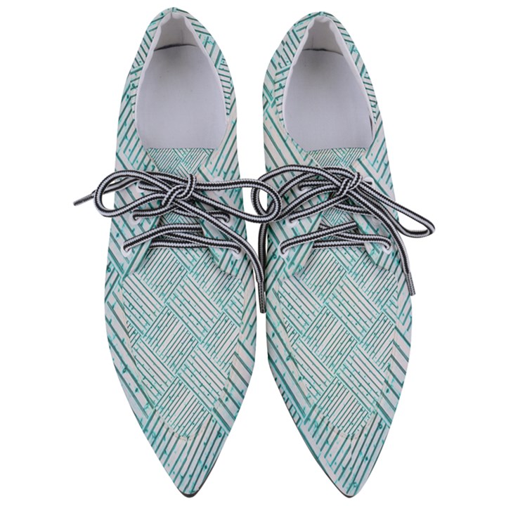 Wood Texture Diagonal Pastel Blue Pointed Oxford Shoes