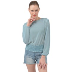 Light Blue Banded Bottom Chiffon Top by blkstudio