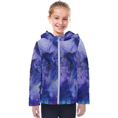 Blue Purple Ink                       Kids  Hooded Puffer Jacket by LalyLauraFLM