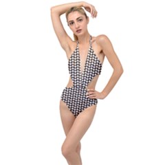 Coffee Beans Pattern Illustrator Plunging Cut Out Swimsuit by Wegoenart