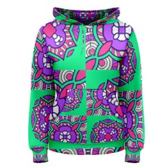 Purple Shapes On A Green Background                         Women s Pullover Hoodie by LalyLauraFLM