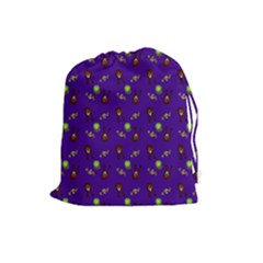 School Girl Braids Dark Blue Drawstring Pouch (large) by snowwhitegirl