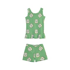 Happy Toast Green Kids  Boyleg Swimsuit by snowwhitegirl