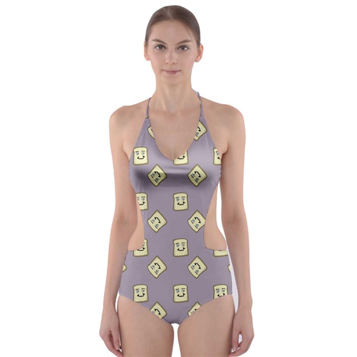 Happy Toast Grey Cut-Out One Piece Swimsuit