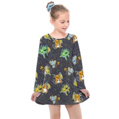 Electric Love  Kids  Long Sleeve Dress by Mezalola