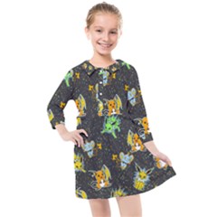 Electric Love  Kids  Quarter Sleeve Shirt Dress by Mezalola