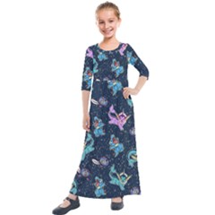 Water Type Kids  Quarter Sleeve Maxi Dress by Mezalola