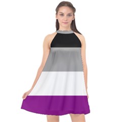 Asexual Pride Flag Lgbtq Halter Neckline Chiffon Dress  by lgbtnation