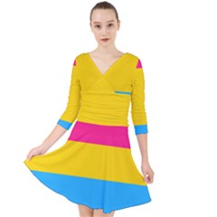 Pansexual Pride Flag Quarter Sleeve Front Wrap Dress by lgbtnation