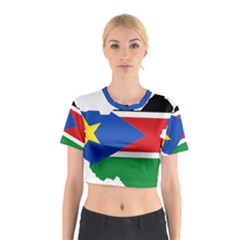 South Sudan Flag Map Geography Cotton Crop Top by Sapixe