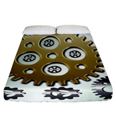 Gear Background Sprocket Fitted Sheet (california King Size) by HermanTelo