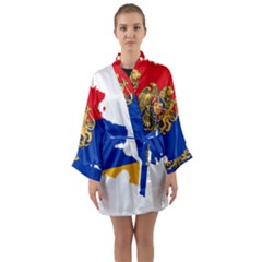 Borders Country Flag Geography Map Long Sleeve Kimono Robe by Sapixe