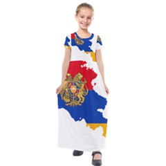 Borders Country Flag Geography Map Kids  Short Sleeve Maxi Dress by Sapixe