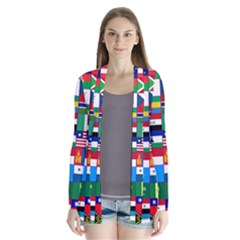 Flags Countries International Drape Collar Cardigan by Sapixe