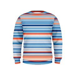 Blue And Coral Stripe 2 Kids  Sweatshirt by dressshop