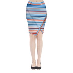 Blue And Coral Stripe 2 Midi Wrap Pencil Skirt by dressshop