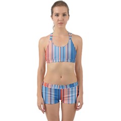 Blue And Coral Stripe 1 Back Web Gym Set by dressshop