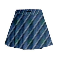 Blue Stripped Pattern Mini Flare Skirt by designsbyamerianna