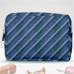 Blue Stripped Pattern Make Up Pouch (medium) by designsbyamerianna