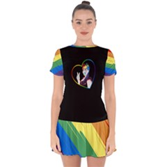 Rainbow Hair Drop Hem Mini Chiffon Dress by JadehawksAnD