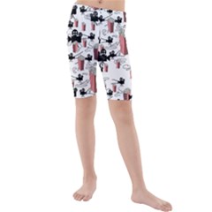 Movies And Popcorn Kids  Mid Length Swim Shorts by bloomingvinedesign