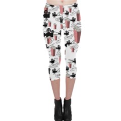 Movies And Popcorn Capri Leggings  by bloomingvinedesign