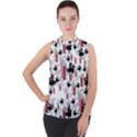 Movies and Popcorn Mock Neck Chiffon Sleeveless Top View1