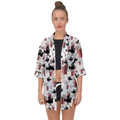 Movies And Popcorn Open Front Chiffon Kimono by bloomingvinedesign