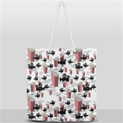 Movies And Popcorn Full Print Rope Handle Tote (large) by bloomingvinedesign