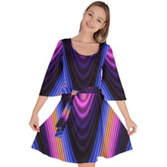 Wave Line Waveform Sound Purple Velour Kimono Dress by HermanTelo