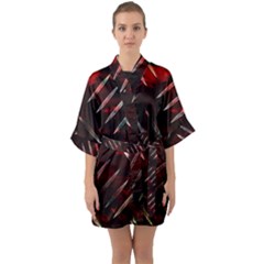 Background Red Metal Quarter Sleeve Kimono Robe by HermanTelo