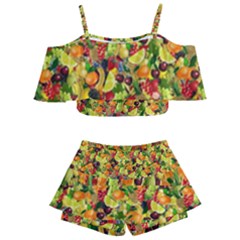 Background Pattern Structure Fruit Kids  Off Shoulder Skirt Bikini by Pakrebo