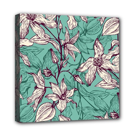 Vintage Floral Pattern Mini Canvas 8  X 8  (stretched) by Sobalvarro