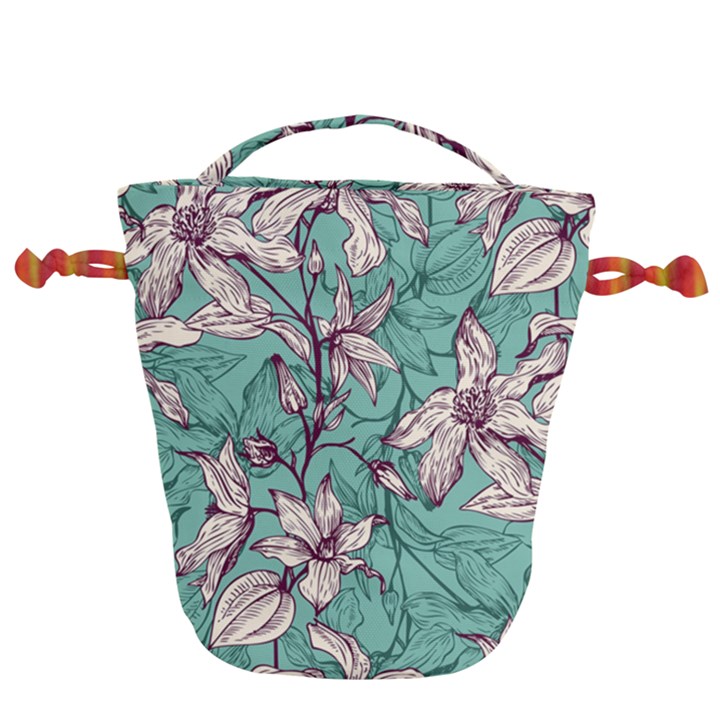 Vintage Floral Pattern Drawstring Bucket Bag