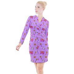 Moon Button Long Sleeve Dress by Mezalola