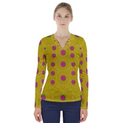 Bloom On In  The Sunshine Decorative V-neck Long Sleeve Top by pepitasart