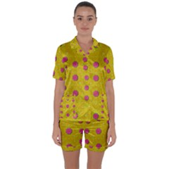 Bloom On In  The Sunshine Decorative Satin Short Sleeve Pyjamas Set by pepitasart