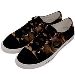 African Lion Wildcat Mane Closeup Men s Low Top Canvas Sneakers by Sudhe