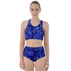 Neon Abstract Cobalt Blue Wood Racer Back Bikini Set by Bajindul