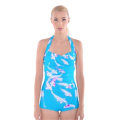 Koi Carp Scape Boyleg Halter Swimsuit  by essentialimage