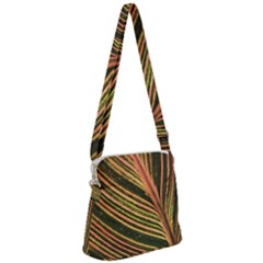 Leaf Patten Lines Colorful Plant Zipper Messenger Bag by Simbadda