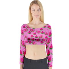 Watermelons Pattern Long Sleeve Crop Top by bloomingvinedesign