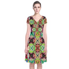 O 1 Short Sleeve Front Wrap Dress by ArtworkByPatrick