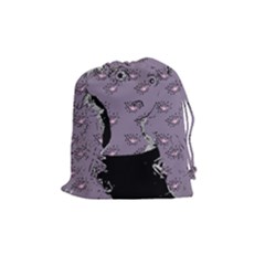 Wide Eyed Girl Grey Lilac Drawstring Pouch (medium) by snowwhitegirl