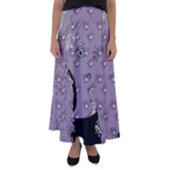 Wide Eyed Girl Grey Lilac Flared Maxi Skirt by snowwhitegirl