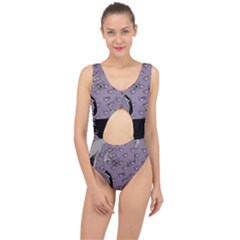 Wide Eyed Girl Grey Lilac Center Cut Out Swimsuit by snowwhitegirl