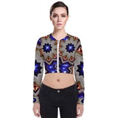 Background Mandala Star Long Sleeve Zip Up Bomber Jacket by Mariart