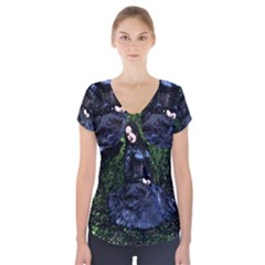 Gotthic Girl With Umbrella Short Sleeve Front Detail Top by snowwhitegirl