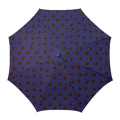 Nerdy 60s  Girl Pattern Dark Purple Golf Umbrellas by snowwhitegirl