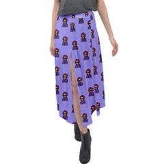 Nerdy 60s  Girl Pattern Purple Velour Split Maxi Skirt by snowwhitegirl